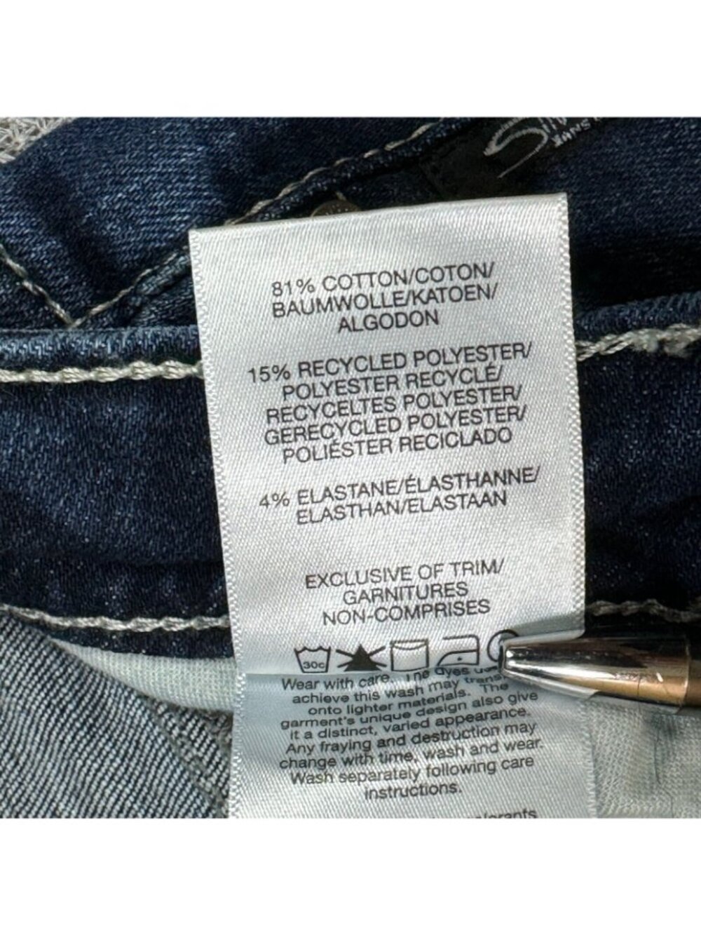 Silver Jeans Suki Womens Size 26W 31L Blue Denim Bootcut Leg Distressed Mid Rise - Picture 7 of 12